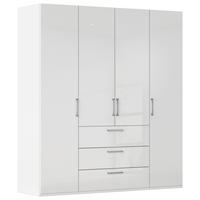 DREHTÜRENSCHRANK 201/235/61 cm,  in Weiß, Weiß Hochglanz, 4-türig  - Edelstahlfarben/Weiß Hochglanz, Basics, Holzwerkstoff/Metall (201/235/61cm) - Novel