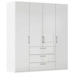 DREHTÜRENSCHRANK 201/223/61 cm,  in Weiß, Weiß Hochglanz, 4-türig  - Edelstahlfarben/Weiß Hochglanz, Basics, Holzwerkstoff/Metall (201/223/61cm) - Novel