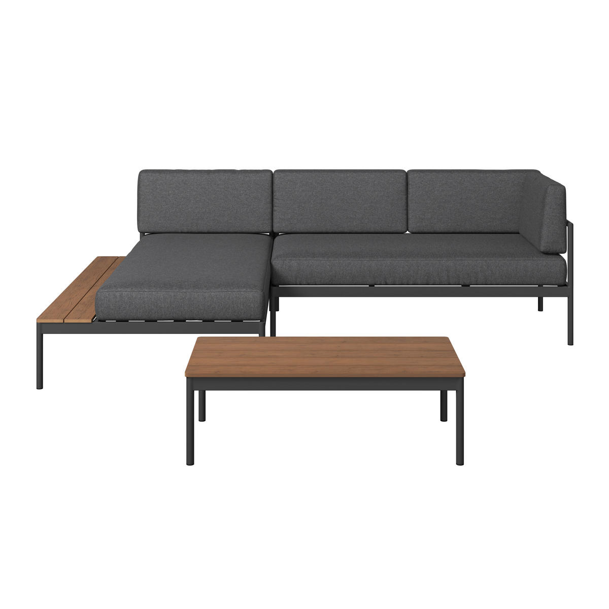 LOUNGEGARNITUR 3-teilig  149/99 cm  Akazie massiv Aluminium  - Akaziefarben/Grau, MODERN, Holz/Textil (149/99cm) - Ambia Garden