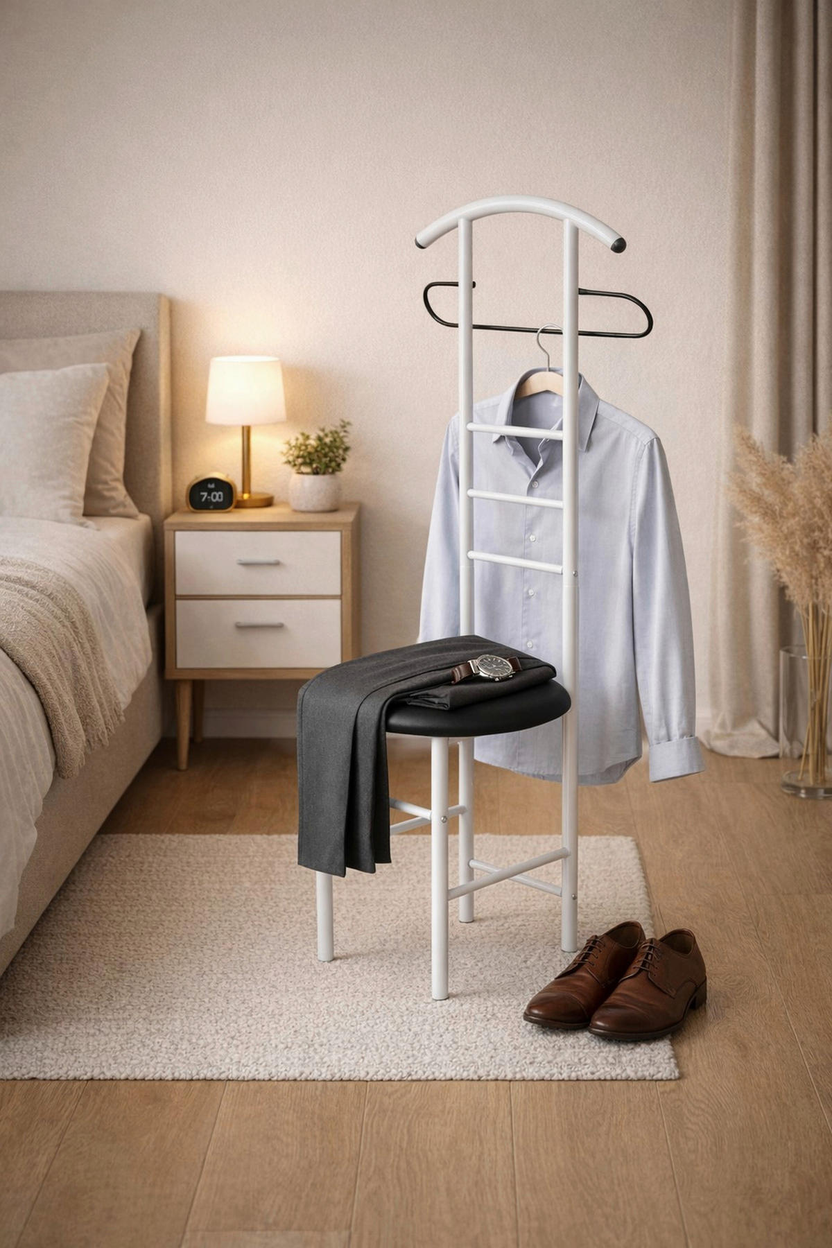 HERRENDIENER in Schwarz, Weiß   - Schwarz/Weiß, Design, Textil/Metall (47/53/118cm) - MID.YOU