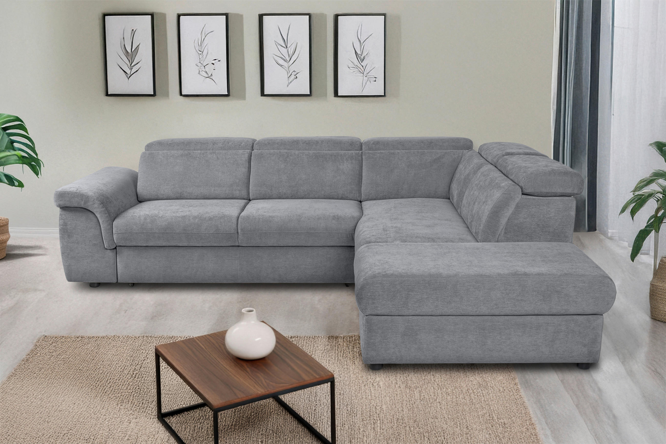 ECKSOFA Grau Flachgewebe  - Schwarz/Grau, KONVENTIONELL, Kunststoff/Textil (280/235cm) - Carryhome