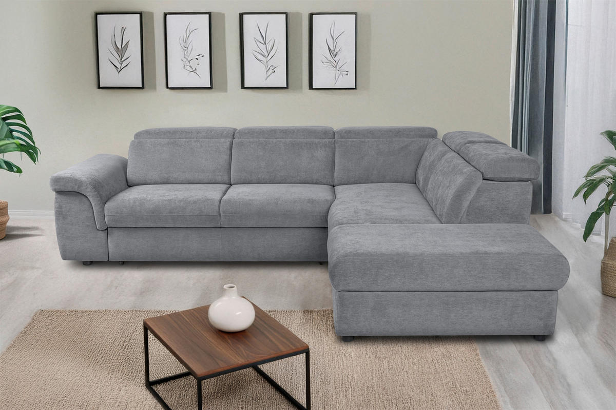 ECKSOFA Grau Flachgewebe  - Schwarz/Grau, KONVENTIONELL, Kunststoff/Textil (280/235cm) - Carryhome