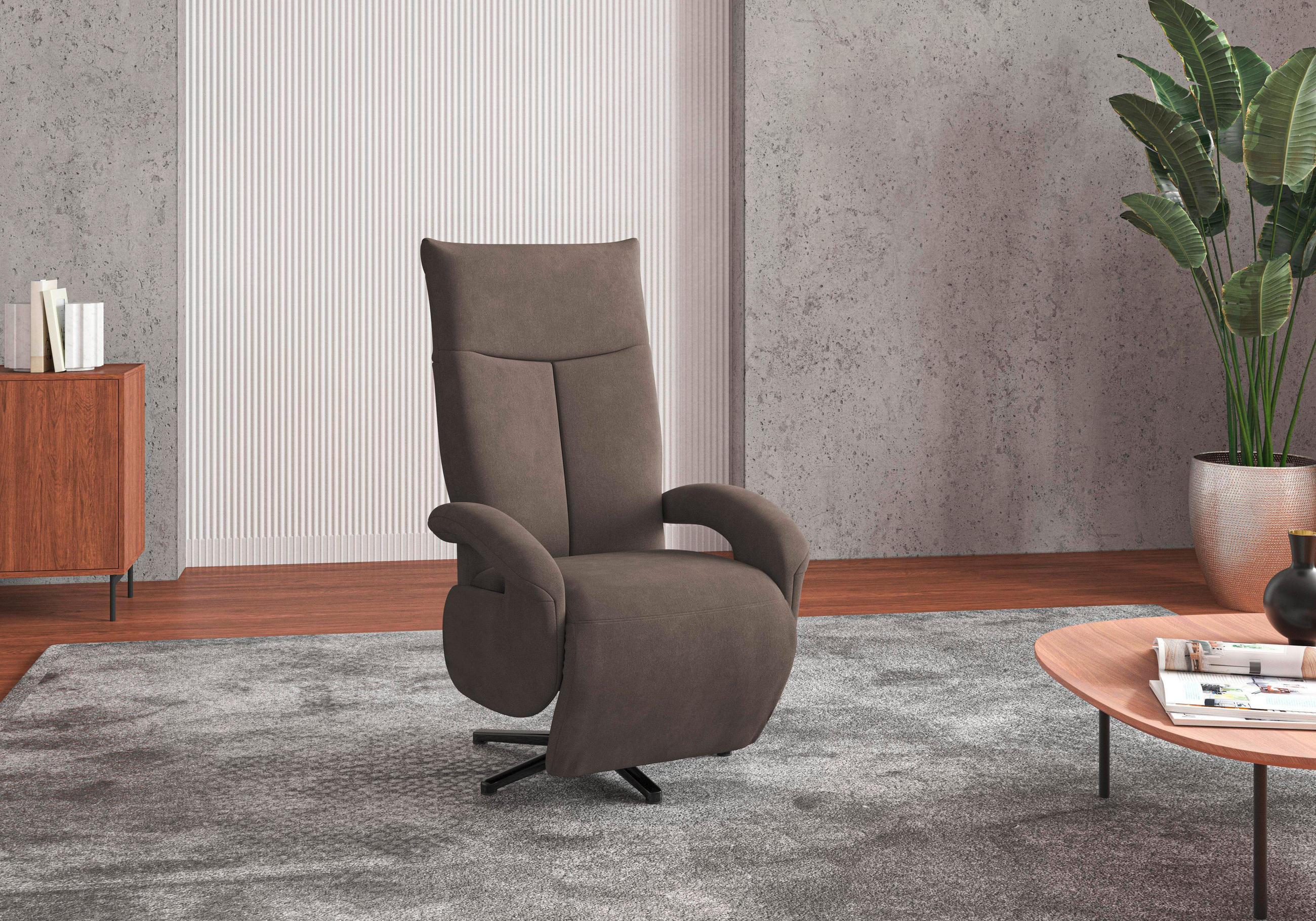 SESSEL in Flachgewebe Schlammfarben  - Schlammfarben/Schwarz, Konventionell, Textil/Metall (74/112/82cm) - Sit & More