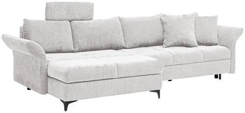 ECKSOFA in Chenille Hellgrau  - Hellgrau/Schwarz, KONVENTIONELL, Textil/Metall (291/153cm) - Hom`in