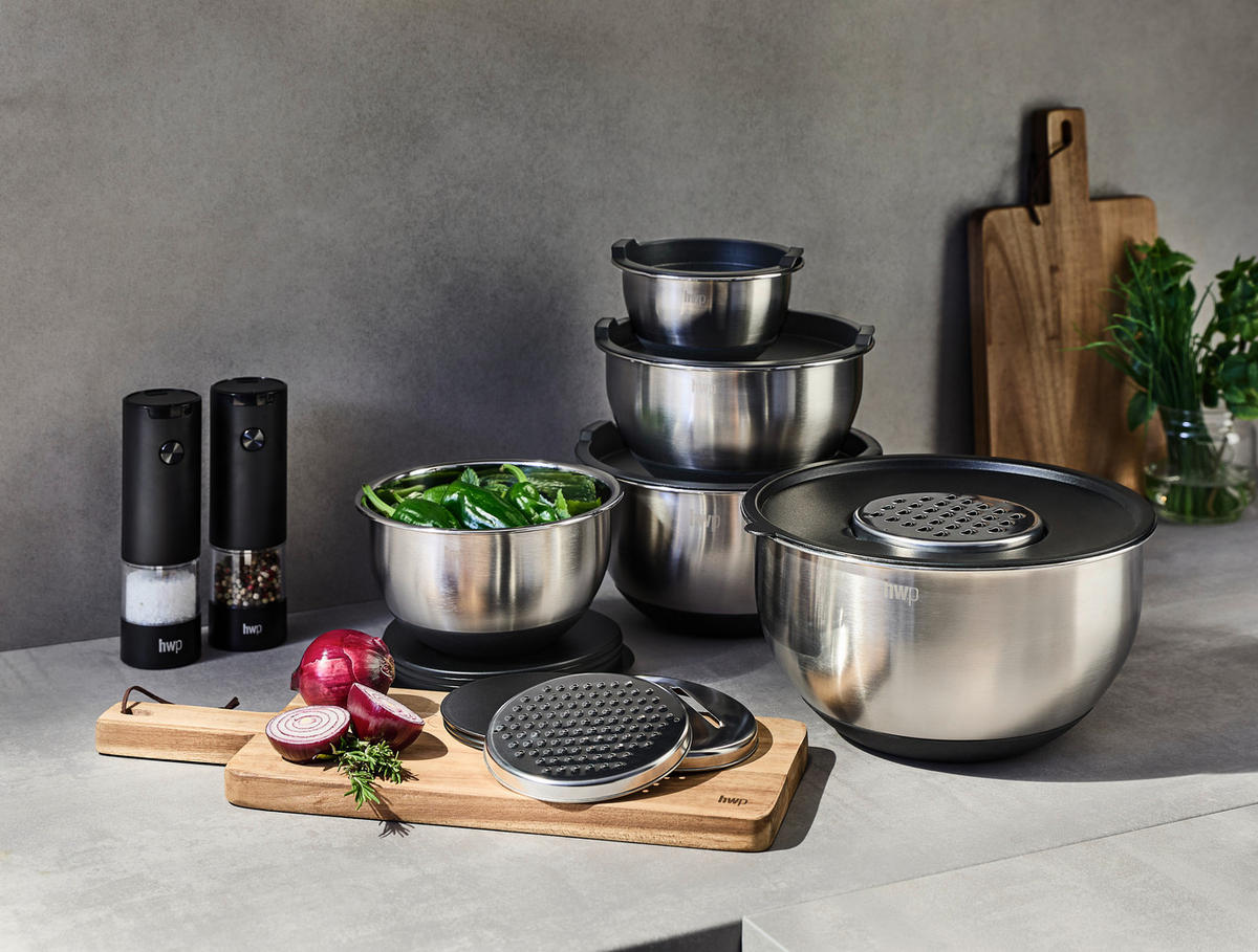 SCHÜSSELSET 8-teilig  - Edelstahlfarben/Schwarz, Basics, Kunststoff/Metall - Homeware Profession.