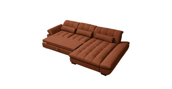 ECKSOFA  in Flachgewebe Rostfarben  341/204 cm  - Rostfarben/Schwarz, Design, Textil/Metall (341/204cm) - Xora