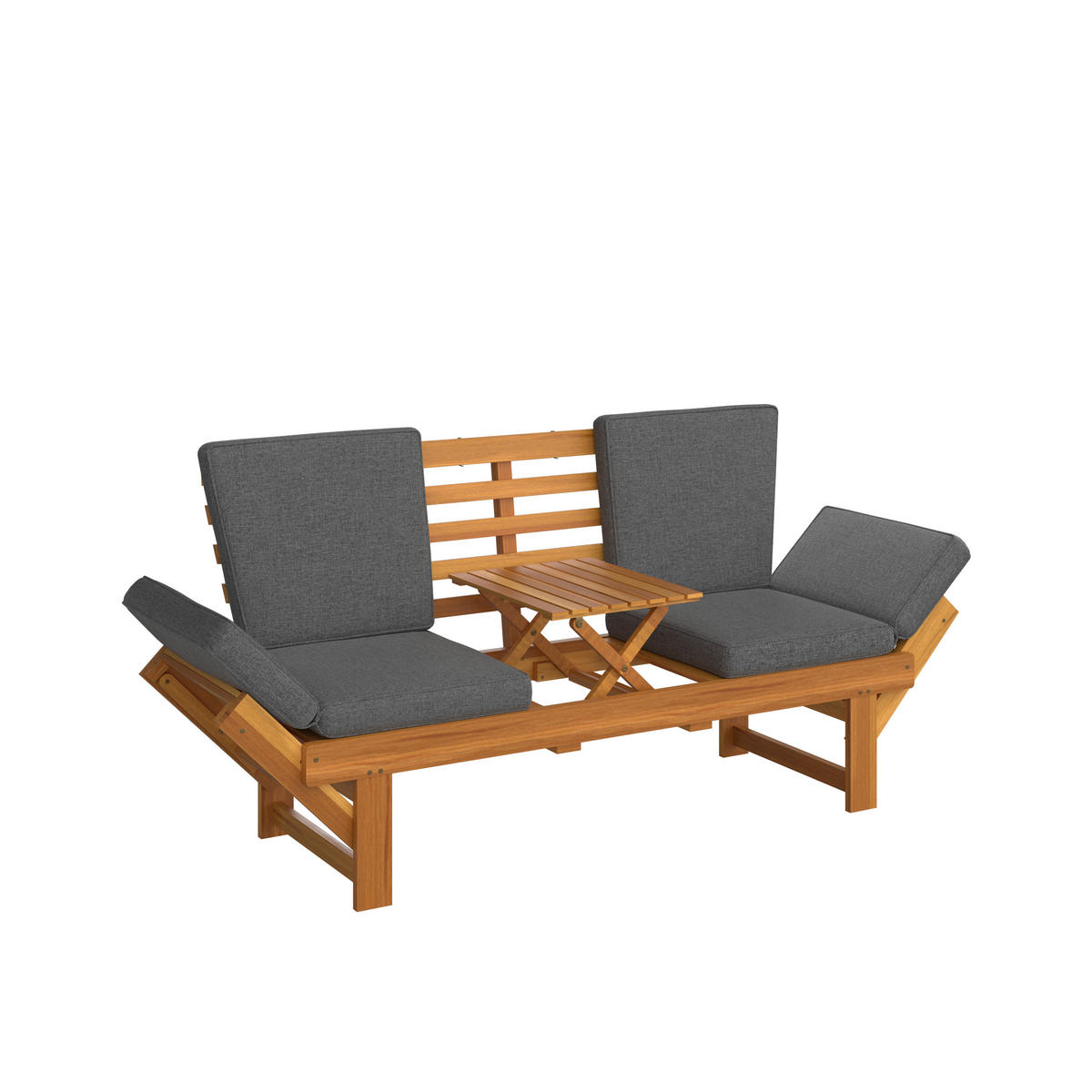 GARTENBANK 206/83/63 cm  in Grau, Akaziefarben  - Akaziefarben/Grau, MODERN, Holz/Textil (206/83/63cm) - Ambia Garden