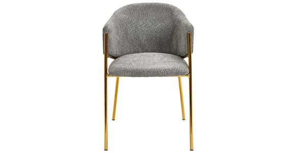 ARMLEHNSTUHL  Stoffauswahl, Typenauswahl, inklusive Armlehnen Bouclé  - Goldfarben/Grau, Design, Textil/Metall (53/78/61cm) - Ambia Home