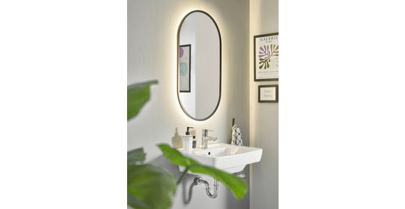 BADEZIMMERSPIEGEL 50/90/5 cm  - Schwarz, KONVENTIONELL, Glas/Kunststoff (50/90/5cm) - Linea Natura