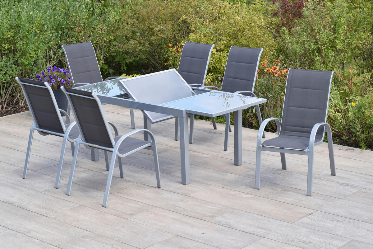 GARTENSET Aluminium  - Anthrazit/Silberfarben, MODERN, Textil/Metall - Gardenson