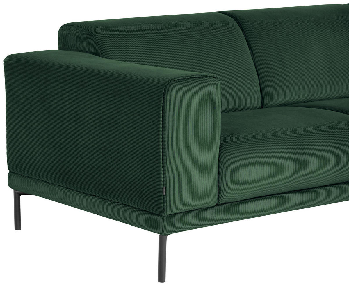 ECKSOFA ERNO in Cord Grün  262/183 cm  - Schwarz/Grün, Design, Textil/Metall (262/183cm) - MID.YOU