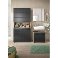 BADEZIMMER 3-teilig  in 150 cm  - Eiche dunkel/Schwarz, Basics, Holzwerkstoff/Kunststoff (150cm) - MID.YOU