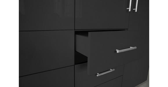 DREHTÜRENSCHRANK in Anthrazit, Anthrazit Hochglanz - Anthrazit/Anthrazit Hochglanz, KONVENTIONELL, Holzwerkstoff/Metall (244/218,6/59,4cm) - Xora