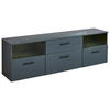 LOWBOARD  in 180/55/38 cm  - Anthrazit/Schwarz, Design, Glas/Holzwerkstoff (180/55/38cm) - MID.YOU