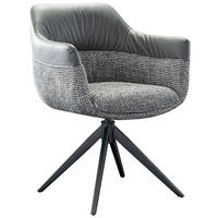 ARMLEHNSTUHL  Sitzfläche 360° drehbar Webstoff, Mikrofaser  Grau  - Schwarz/Grau, Design, Textil/Metall (62/83/60cm) - Novel