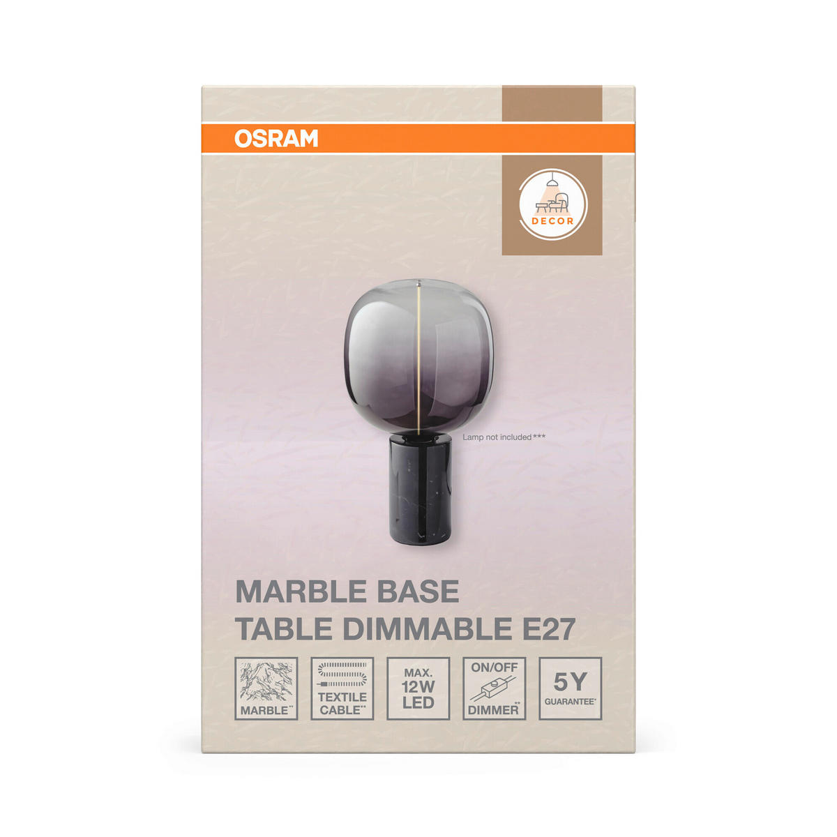 TISCHLEUCHTE 8/13 cm   - Schwarz, Basics, Stein (8/13cm) - Osram