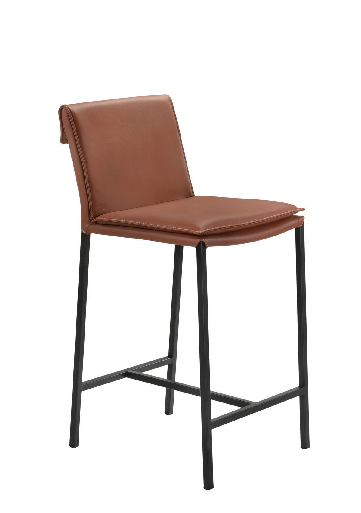 BARHOCKERMetall, Leder Braun, Schwarz  - Beige/Schwarz, Design, Leder/Metall (43,5/94,5/51,5cm) - Lomoco