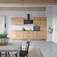 KÜCHENBLOCK Structura 330 cm  in Eichefarben, Schieferfarben  - Schieferfarben/Eichefarben, MODERN, Holzwerkstoff/Metall (330cm) - Nobilia