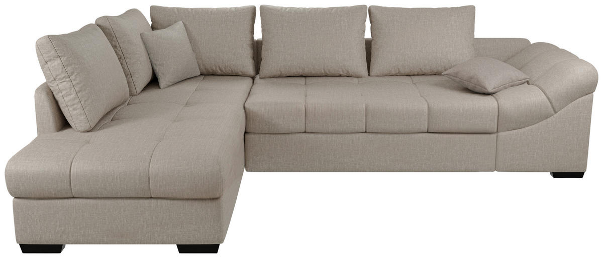 ECKSCHLAFSOFA in Mikrofaser Taupe  - Taupe/Schwarz, MODERN, Holz/Textil (202/298cm) - MID.YOU