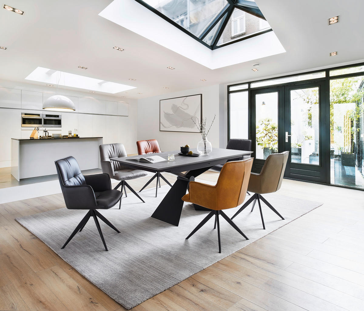 ESSTISCH in Metall, Keramik 180/90/77 cm  - Schwarz/Grau, Design, Keramik/Metall (180/90/77cm) - Dieter Knoll