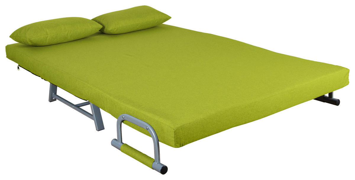 SCHLAFSOFA in Metall, Textil Grün  - Grau/Grün, Modern, Textil/Metall (127/95/78cm) - MID.YOU