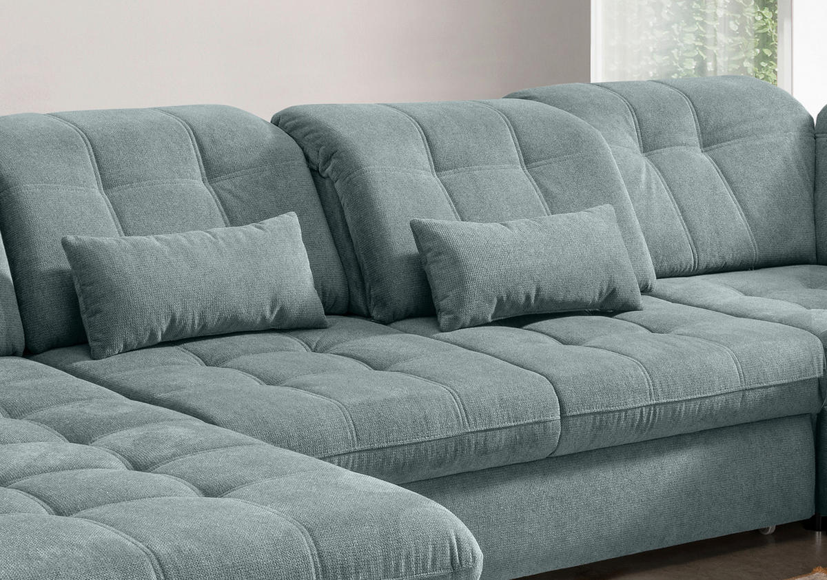WOHNLANDSCHAFT in Chenille Blau  - Blau/Schwarz, Modern, Textil/Metall (184/387/252cm) - Livetastic