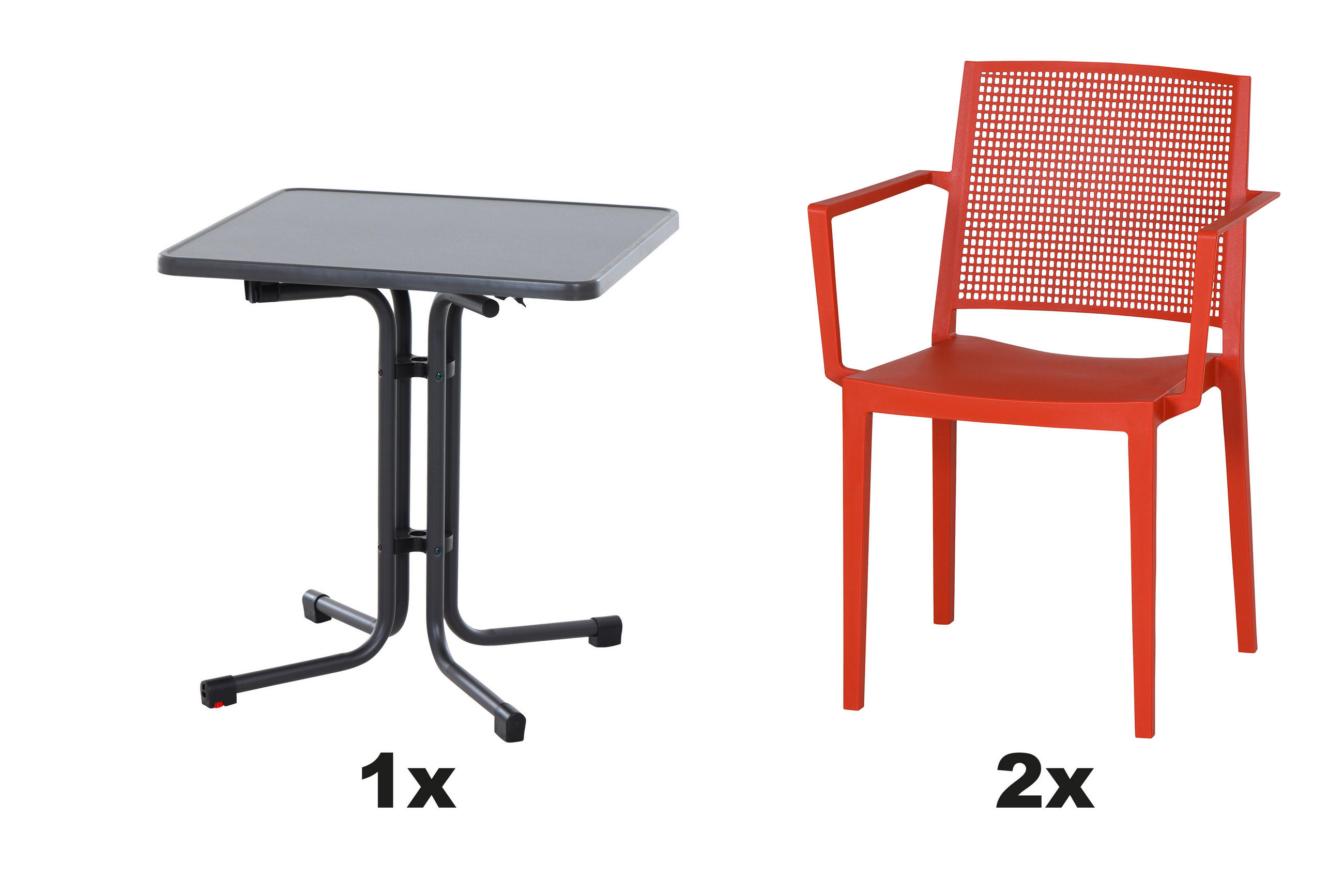 GARTENGARNITUR 3-teilig Stahl  - Anthrazit/Rot, Basics, Kunststoff/Metall (70/80/70cm) - Siena Garden