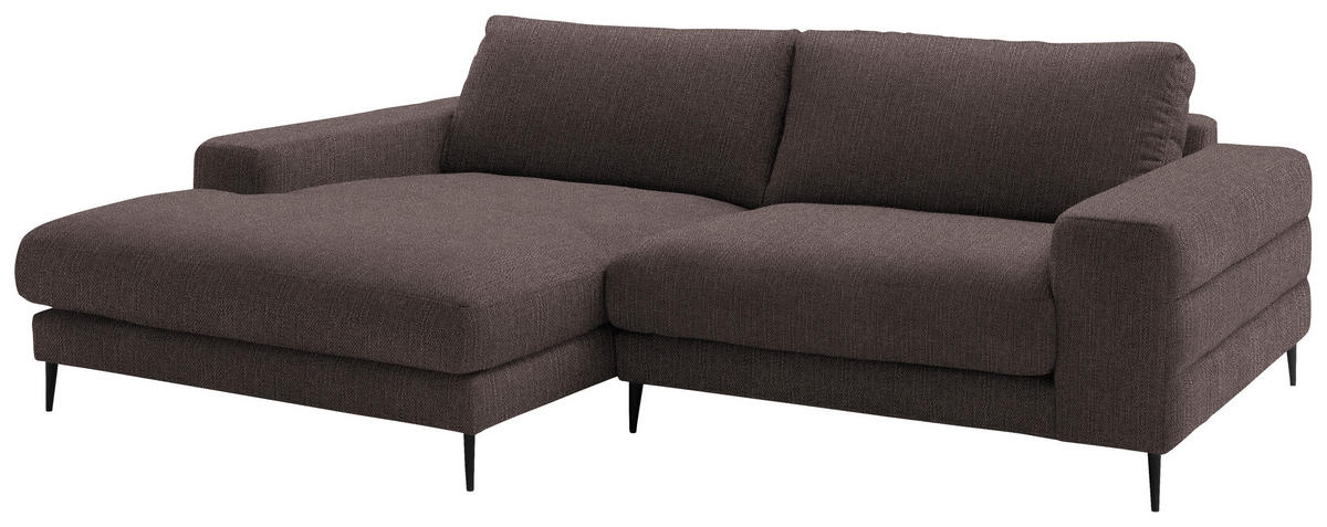 ECKSOFA in Flachgewebe Hellbraun  177/253 cm  - Hellbraun/Schwarz, Design, Textil/Metall (177/253cm) - Dieter Knoll