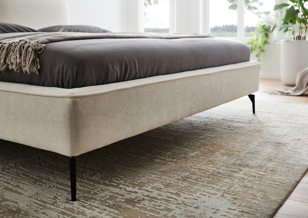 POLSTERBETT 200/200 cm  in Creme  - Creme/Schwarz, Modern, Textil/Metall (200/200cm) - Livetastic