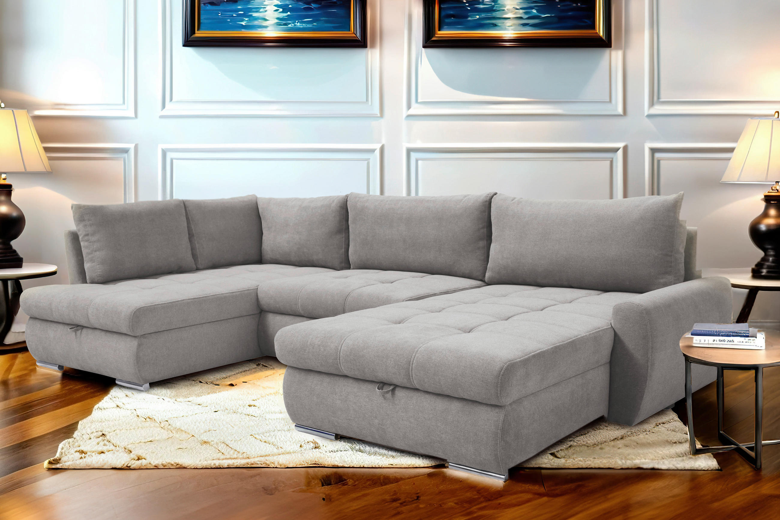 ECKSOFA in Velours Fango  - Chromfarben/Fango, Design, Kunststoff/Textil (173/322/174cm) - Livetastic