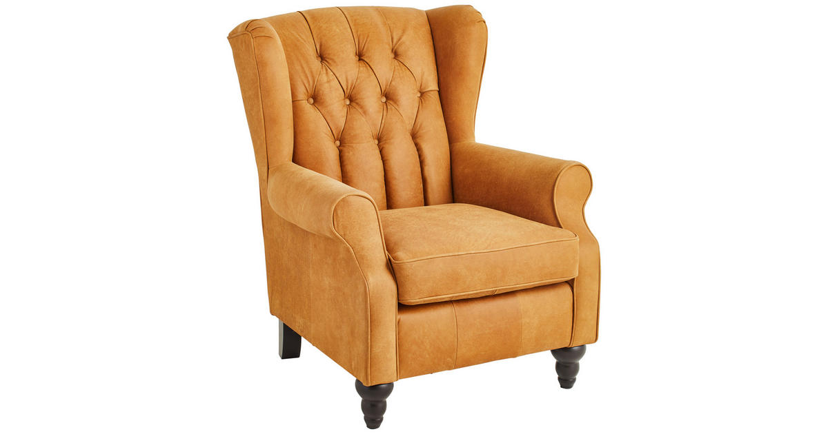 CHESTERFIELD-SESSEL in Echtleder Hellbraun online kaufen ➤