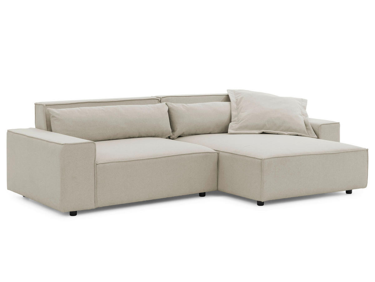 ECKSOFA Curduroy in Webstoff Ecru Rückenkissen  251/142 cm  - Ecru/Schwarz, Design, Kunststoff/Textil (251/142cm) - P & B