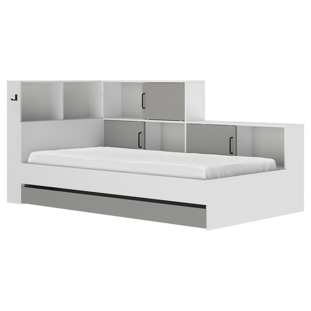 PAT CU SPAȚIU DE DEPOZITARE 90/200 cm in gri alb