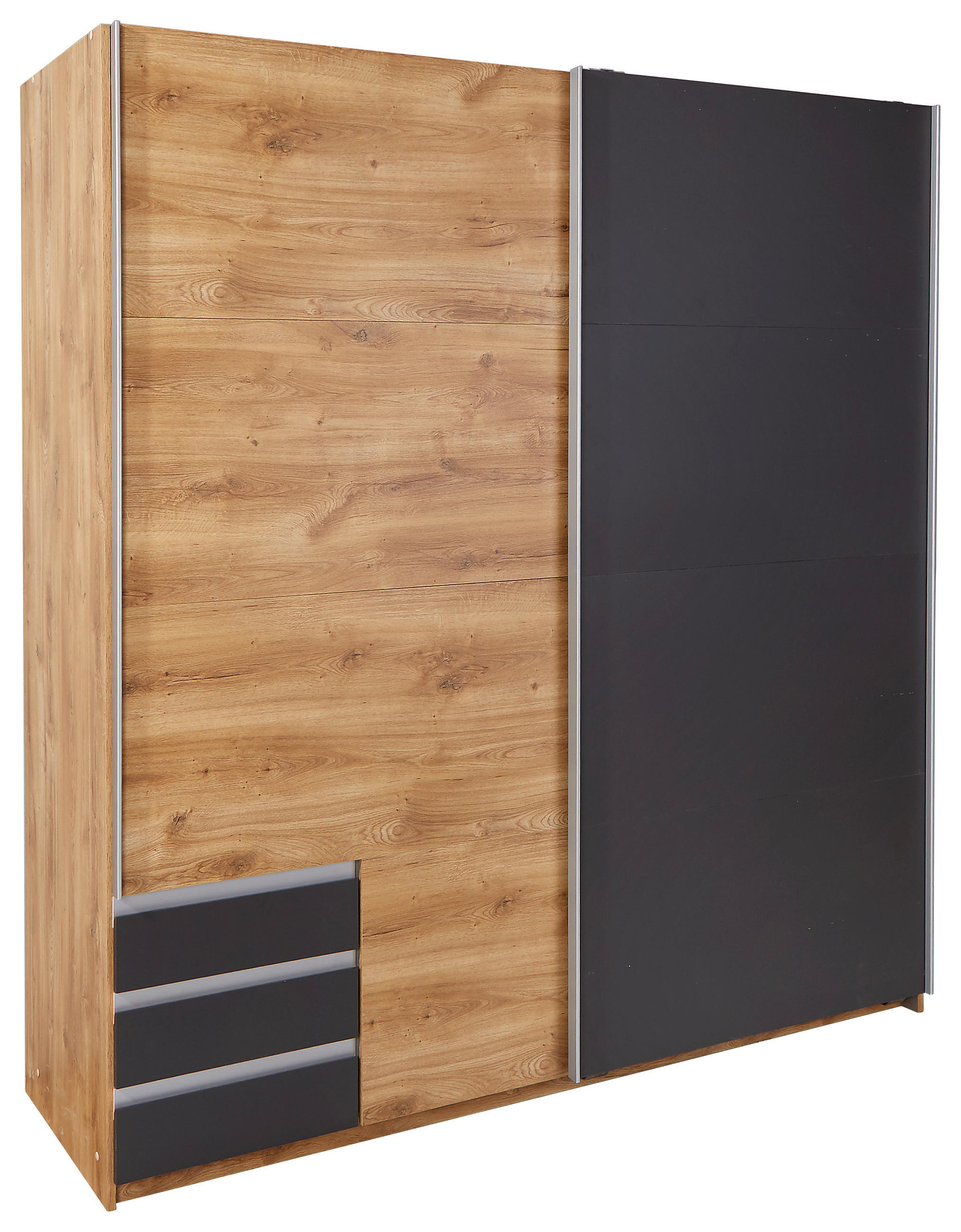 SCHWEBETÜRENSCHRANK 180/198/64 cm 2-türig Anthrazit, Eichefarben  - Eichefarben/Anthrazit, MODERN, Holzwerkstoff/Kunststoff (180/198/64cm) - MID.YOU
