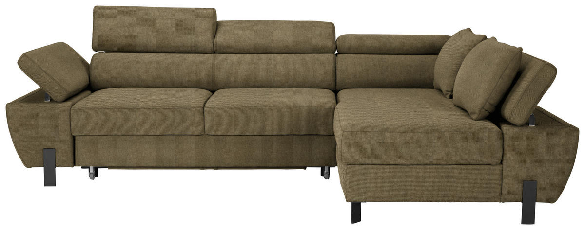 HÖRNSOFFA i vävt tyg olivgrön  - olivgrön/svart, Modern, metall/trämaterial (277/90/189cm) - MID.YOU