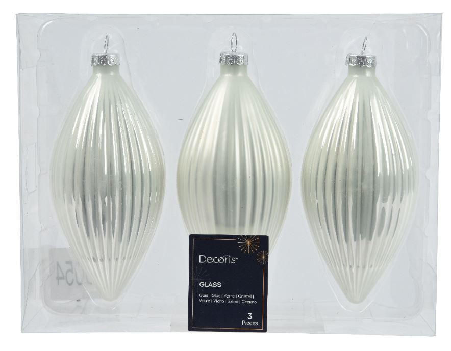 ORNAMENTE BRAD DE CRĂCIUN - alb, Basics, sticlă (6,00/6,00/13,00cm) - X-Mas
