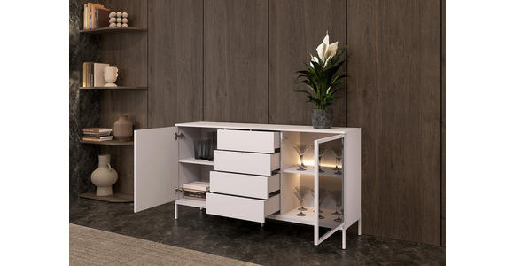 SIDEBOARD  153,6/83/38 cm 4 Schublade(n)  - Kaschmir, KONVENTIONELL, Glas/Holzwerkstoff (153,6/83/38cm) - Xora