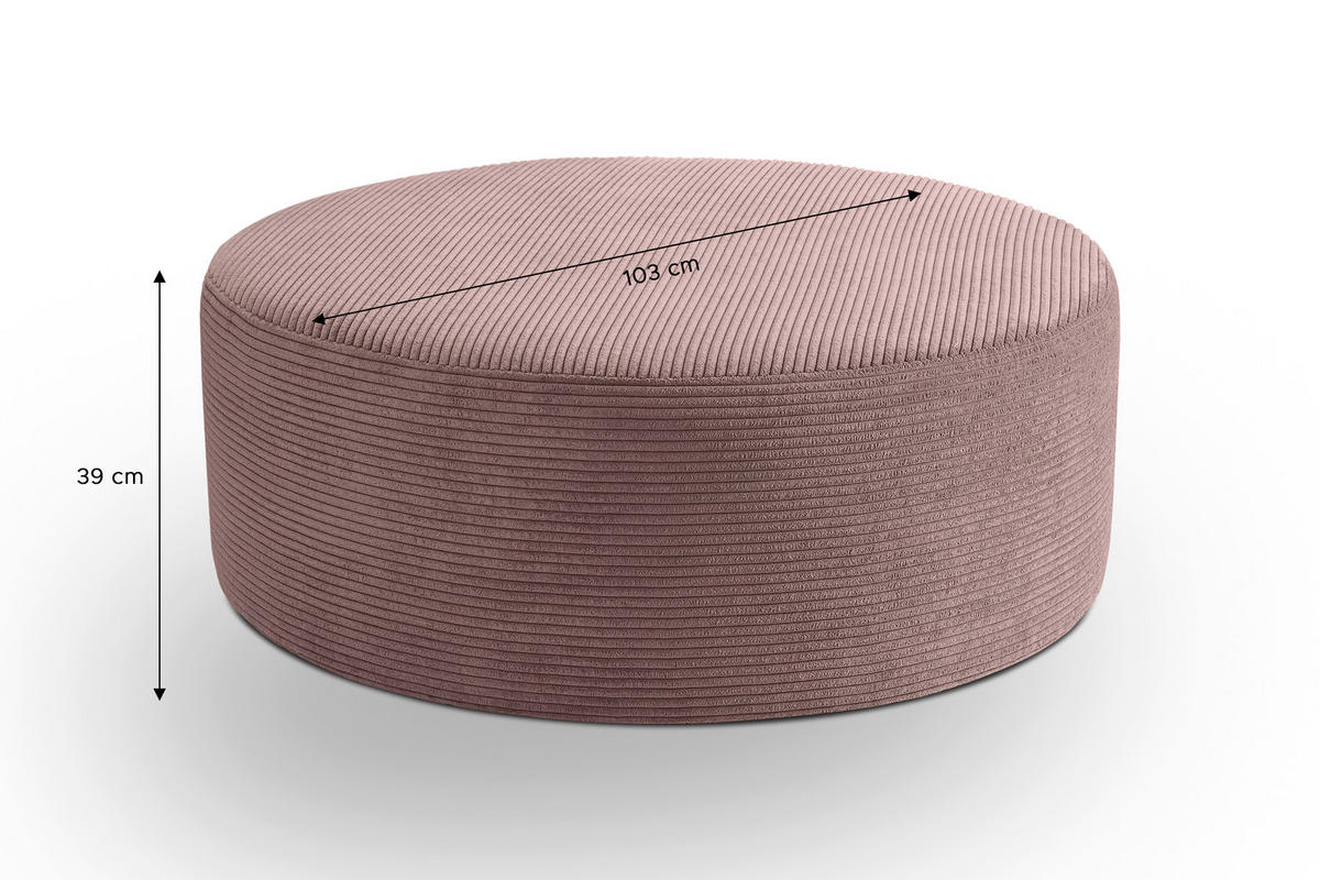 HOCKER KOLO Cord Altrosa  - Schwarz/Altrosa, Basics, Kunststoff/Textil (103/39/103cm) - MID.YOU