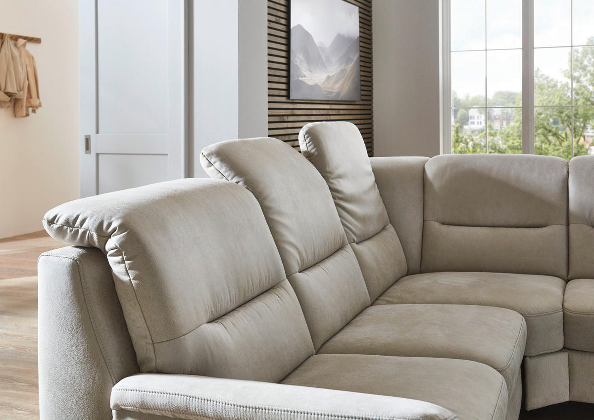ECKSOFA Mikrofaser Hellgrau  - Eiche Bianco/Hellgrau, Konventionell, Holz/Textil (245/303cm) - Beldomo Comfort