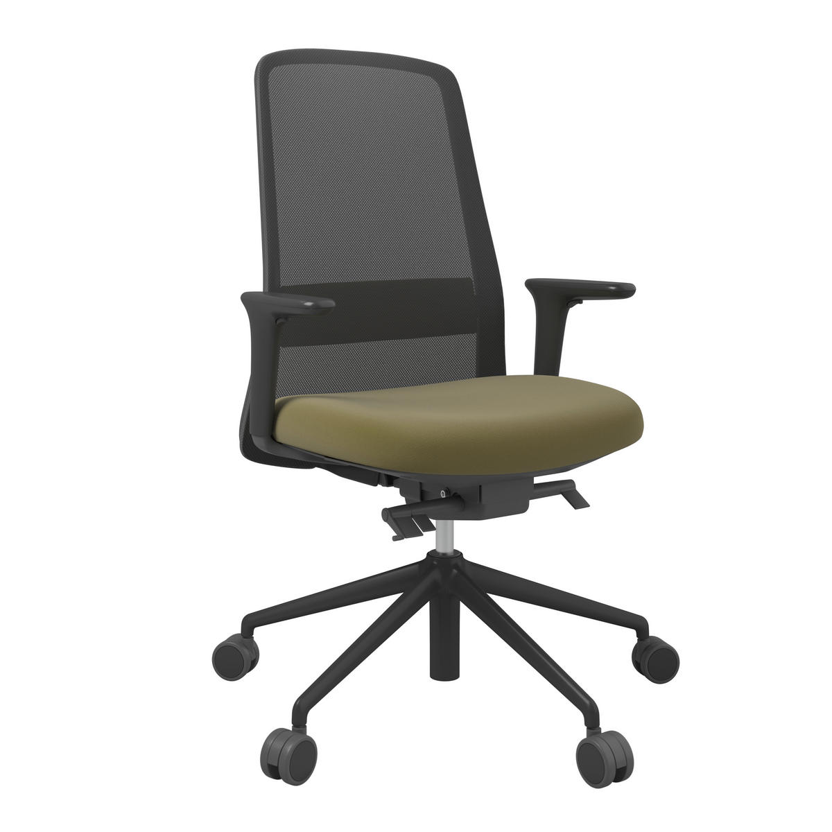 DREHSTUHL Schwarz, Olivgrün  - Schwarz/Olivgrün, MODERN, Kunststoff/Textil (70/103-115/70cm)