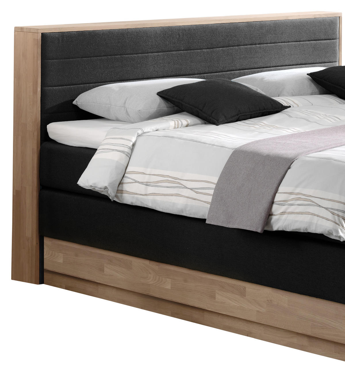 BOXSPRINGBETT 160/200 cm  in Schwarz, Eichefarben  - Eichefarben/Schwarz, MODERN, Holz/Kunststoff (160/200cm) - MID.YOU