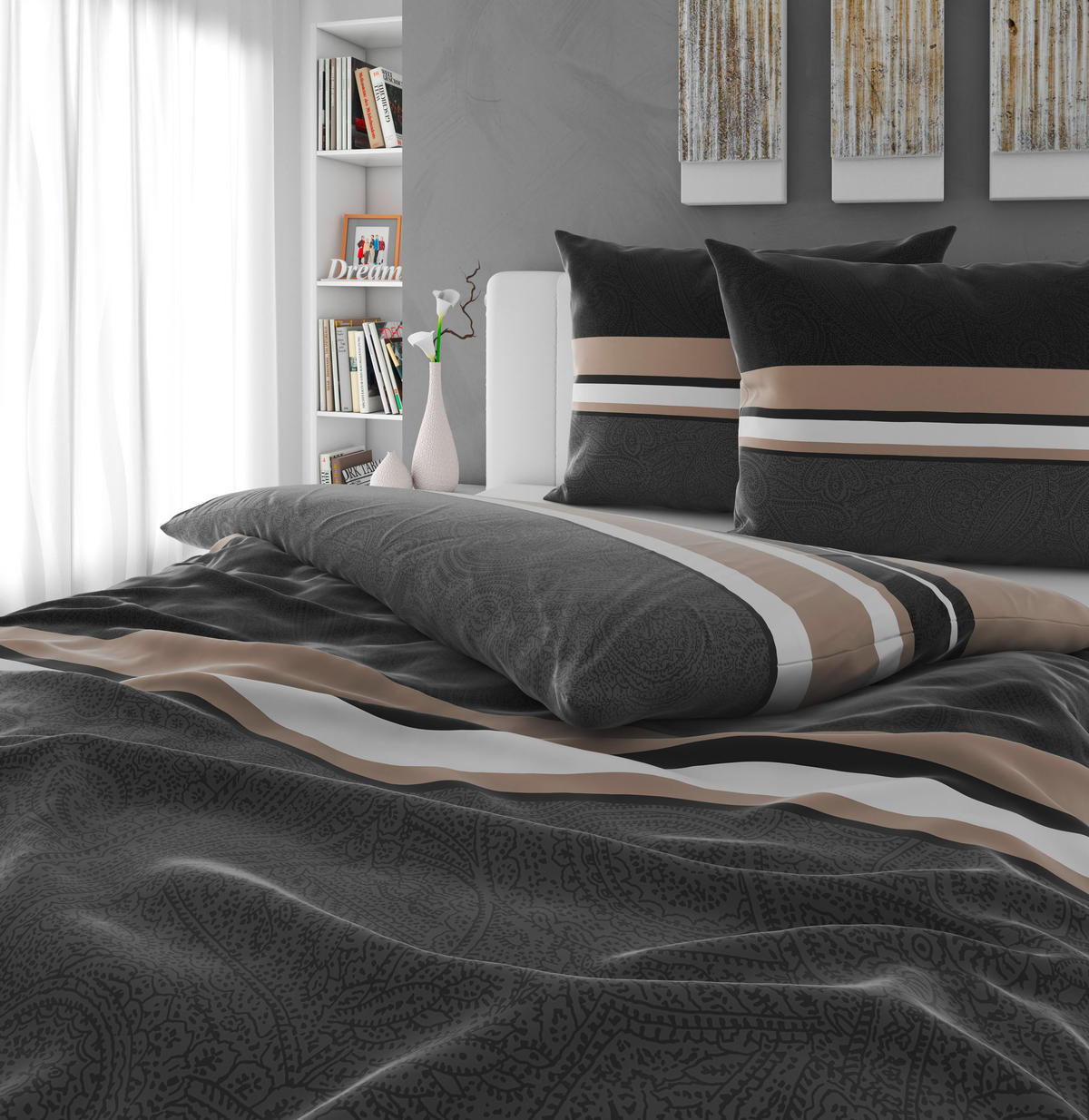 Lenjerie De Pat 200/220 cm  - gri, Konventionell, textil (200/220cm) - Novel