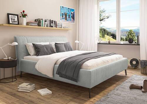 POLSTERBETT 160/200 cm  in Graubraun  - Graubraun/Schwarz, Design, Textil/Metall (160/200cm) - Lomoco