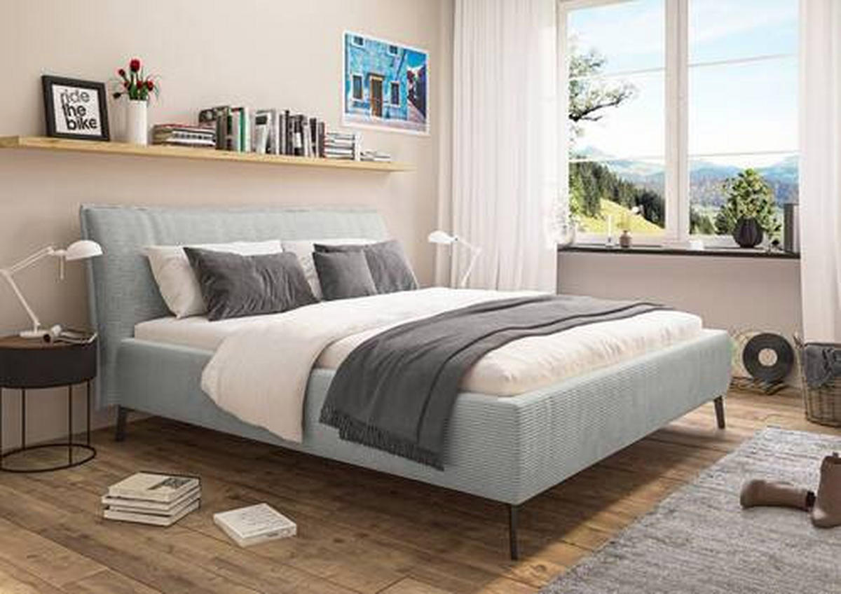 POLSTERBETT 160/200 cm  in Graubraun  - Graubraun/Schwarz, Design, Textil/Metall (160/200cm) - Lomoco