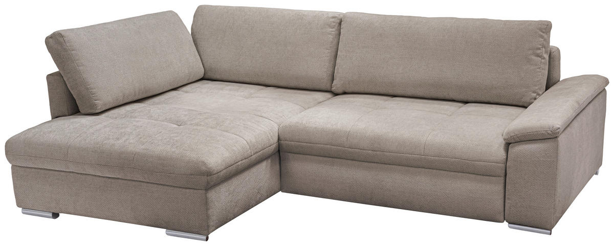 ECKSOFA in Struktur, Chenille Hellbraun  - Hellbraun/Beige, Design, Textil/Metall (178/268cm) - Livetastic