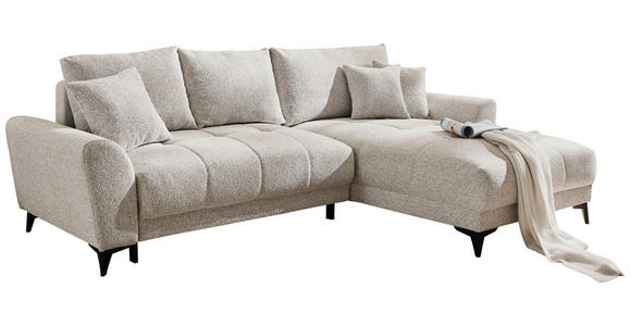 ECKSOFA in Webstoff Hellbraun  - Hellbraun/Schwarz, MODERN, Kunststoff/Textil (281/189cm) - Carryhome