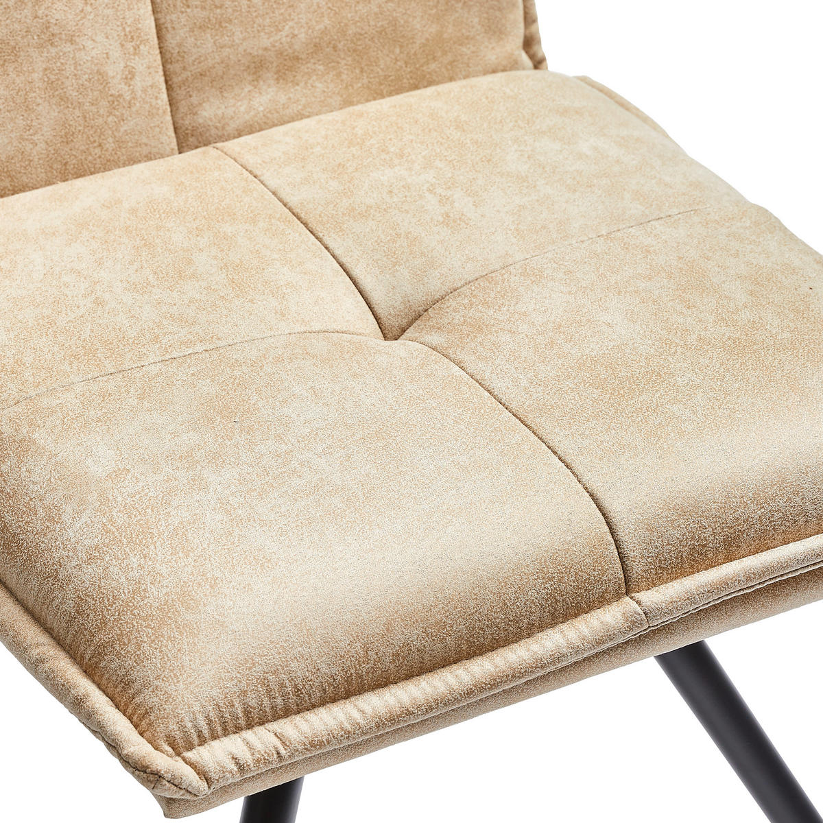 STUHL Mikrofaser Schwarz, Beige  - Beige/Schwarz, MODERN, Textil/Metall (49/89/62cm) - MID.YOU