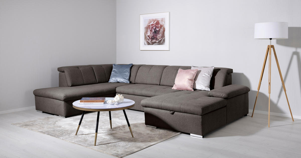 WOHNLANDSCHAFT Grau  - Grau, Design, Textil/Metall (215/328/173cm) - MID.YOU
