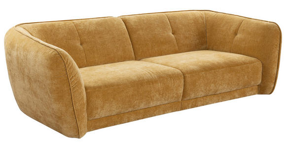 BIGSOFA Chenille Gelb  - Gelb/Schwarz, KONVENTIONELL, Kunststoff/Textil (290/86/121cm) - Cantus