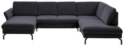 WOHNLANDSCHAFT Anthrazit Velours  - Anthrazit/Schwarz, Design, Textil/Metall (179/335/220cm) - Beldomo System
